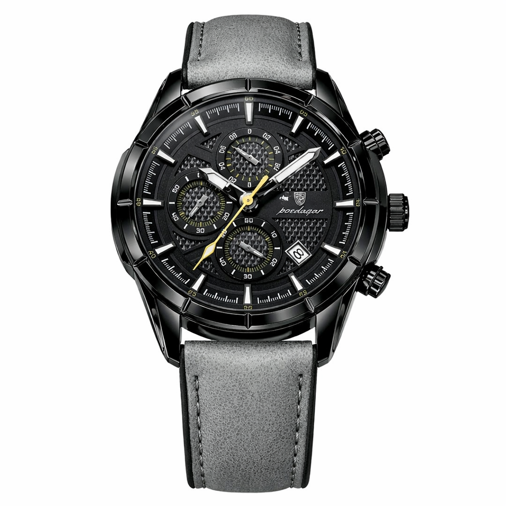 Poedagar Luxury Chronograph Watch – Premium Leather Strap