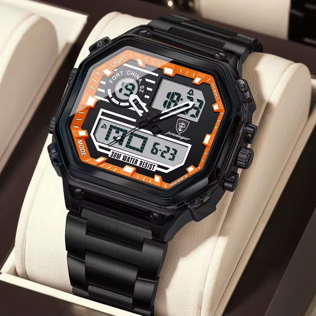 Poedagar Chain Watch – Digital & Analog Elegance Combined